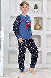 Yeni Sezon Sonbahar/Kış Erkek Çocuk Skate 8 Desenli Polar Pijama Takımı 4536