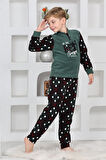 Yeni Sezon Sonbahar/Kış Erkek Çocuk Best Desenli Yaka Düğmeli Polar Pijama Takımı 4533