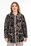 Yeni Sezon Kadın Triko Örgü Sıkı Dokuma Düğmeli Gömlek Yaka Anne Kışlık Hırka 32043-Siyah