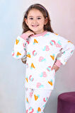 Kız Çocuk %100 Pamuk Pijama Takımı 1810-Pudra