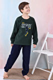 Yeni Sezon Sonbahar/Kış Erkek Çocuk Skate Desenli Polar Pijama Takımı 4515