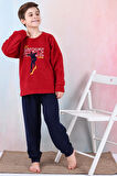 Yeni Sezon Sonbahar/Kış Erkek Çocuk Skate Desenli Polar Pijama Takımı 4515
