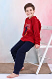 Yeni Sezon Sonbahar/Kış Erkek Çocuk Skate Desenli Polar Pijama Takımı 4515