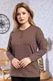 Kadın Yeni Model Yüksek Kalite Yuvarlak Yaka Patlı Orta Yaş Anne Penye Bluz 6545