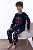 Yeni Sezon Sonbahar/Kış Erkek Çocuk Skate 8 Desenli Polar Pijama Takımı 4536