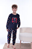 Yeni Sezon Sonbahar/Kış Erkek Çocuk Skate 8 Desenli Polar Pijama Takımı 4536