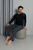 Erkek İnterlok Rahat Kalıp Sıfır Yaka Pamuk Pijama Takımı 6774