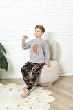 Yeni Stil Sonbahar/Kış Erkek Çocuk Basketball Desenli Polar Pijama Takımı 4562