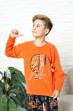 Yeni Stil Sonbahar/Kış Erkek Çocuk Basketball Desenli Polar Pijama Takımı 4562