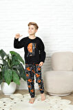 Yeni Stil Sonbahar/Kış Erkek Çocuk Basketball Desenli Polar Pijama Takımı 4562