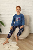 Yeni Stil Sonbahar/Kış Erkek Çocuk Uzay Figür Astronot Desen Polar Pijama Takımı 4565