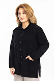 Yeni Sezon Kadın Triko Örgü Sıkı Dokuma Düğmeli Gömlek Yaka Anne Kışlık Hırka 30220