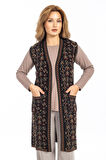 Klasik Kadın Etnik Model Triko Örgü Uzun Anne Yelek 1070