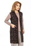 Klasik Kadın Etnik Model Triko Örgü Uzun Anne Yelek 1070