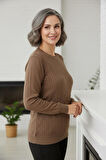Kadın Yüksek Kalite Soğuk İplik Triko Örgü Anne Kazak Bluz 3048