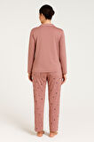 Kadın Milan Kumaş Rahat Kalıp Düğmeli Yumuşacık Pijama Takımı 4982