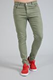 Yeni Sezon Erkek Denim Slim Fit Likralı Kot Jean Pantolon 2165-Yeşil