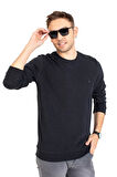 Erkek Klasik Regular Kalıp Pamuklu Selanik Yuvarlak Yaka Sweatshirt 1111-Füme