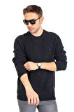 Erkek Klasik Regular Kalıp Pamuklu Selanik Yuvarlak Yaka Sweatshirt 1111-Füme