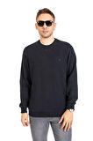 Erkek Klasik Regular Kalıp Pamuklu Selanik Yuvarlak Yaka Sweatshirt 1111-Füme
