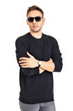 Erkek Klasik Regular Kalıp Pamuklu Selanik Yuvarlak Yaka Sweatshirt 1111-Füme
