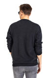 Erkek Klasik Regular Kalıp Pamuklu Selanik Yuvarlak Yaka Sweatshirt 1111-Füme