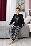 Yeni Sezon Sonbahar/Kış Erkek Çocuk Skate Desenli Polar Pijama Takımı 4515