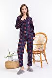 Yeni Sezon Düğmeli Süet Kadın Pijama Takımı 5503
