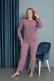 Yeni Sezon Sonbahar/Kış Kadın Welsoft Yuvarlak Yaka Düz Desen Kalın Polar Pijama Takımı 30009