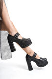 Kadın Viva Iki Toka Baletli (12 Cm ) Platform Topuklu Ayakkabı  siyah cilt