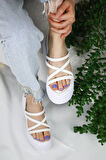 KADIN PARİS KALIN TABAN 9 CM ORTOPEDİK SANDALET  Beyaz