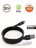 20W Micro Ultra Güçlü Metalik USB Kablo