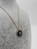 Nazar Fİgürlü Swarovski ve Zirkon taşlı Gümüş Kolye