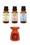 Limon Kabuğu Yağı 10ml, Portakal Yağı 10ml, Nane Yağı 10ml Ve Buhurdanlık