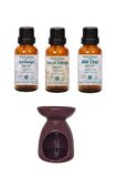 Sardunya (ıtır) Yağı 10ml, Tarçın Kabuğu Yağı 10ml, Ada Çayı Yağı 10ml Ve Buhurdanlık
