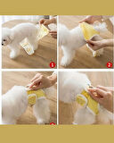 Yeniden Kullanılabilir Ayarlanabilir Köpek Bezi Pantolonu – Limon Yaprağı Desenli, Nefes Alabilen & Konforlu