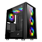 1ST PLAYER AR7-G SİYAH 750W 80+ SILVER ATX 3.1 ARGB 4X12CM FAN TEMPERLİ CAM USB 3.0 ATX KASA