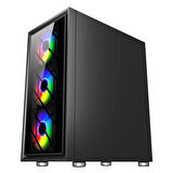 1ST PLAYER AR7-G SİYAH 750W 80+ SILVER ATX 3.1 ARGB 4X12CM FAN TEMPERLİ CAM USB 3.0 ATX KASA