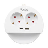 VE- G1102C 2'li USB+ Type-C Girişli Anahtarlı 1.5 Metre Grup Priz