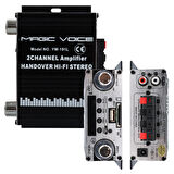 MagicVoice YW-191L 12 Volt 100 Watt Motosiklet Bluetooth Amfi USB/SD 2 Kanal Pazarcı - Anfi (125X95X40mm)