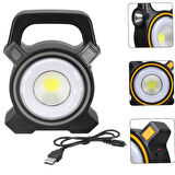 Powermaster JY-819A COB ve Angel LED'li 3 Modlu Solar + Usb Şarjlı Çalışma Lambası