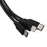 PowerMaster PM-26346 3 IN 1 Siyah Şarj Kablosu