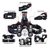 PowerMaster MX-501 5 Power Ledli Su Geçirmez 18650 Pilli Şarj Edilebilir Kafa Feneri