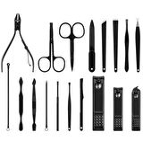 Sunup SN-27099 Siyah Paslanmaz Çelik 18in1 Profesyonel Manikür Tırnak Bakım Seti