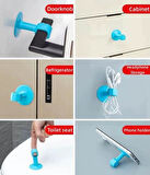 CM-072 Vantuzlu Geçmeli Kapı Kolu Stoper 4lü Set Beyaz