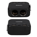 Olesson 1655 12-24V TYPE-C + Çift USB-A Girişli 100W 2'li Araç Çakmak Çoklayıcı