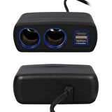 Olesson 1638 12-24V Çift USB Girişli 120W 80 CM Kablolu 2'LI Araç Çakmak Çoklayıcı