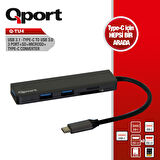 Qport Q-TU4 Tip-C=USB3.0+SD+MSD+Tip-C(D)çevirici