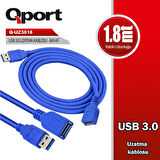 Qport Q-UZ3018  1,8m USB3.0 Uzatma kablosu