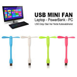 PowerMaster PM-20579 Taşınabilir Esnek USB Mini Fan Vantilatör (PowerBank - Laptop)